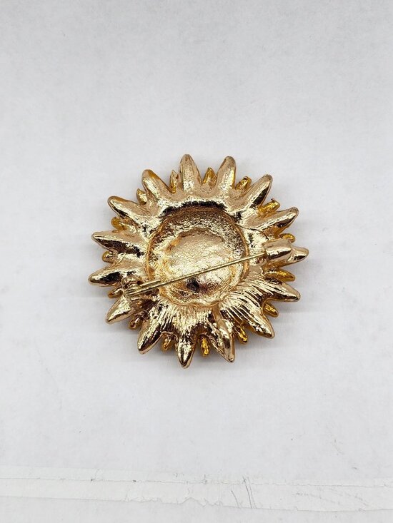 Metal & Rhinestone Sunflower Pin/Brooch - Picture 4 of 4